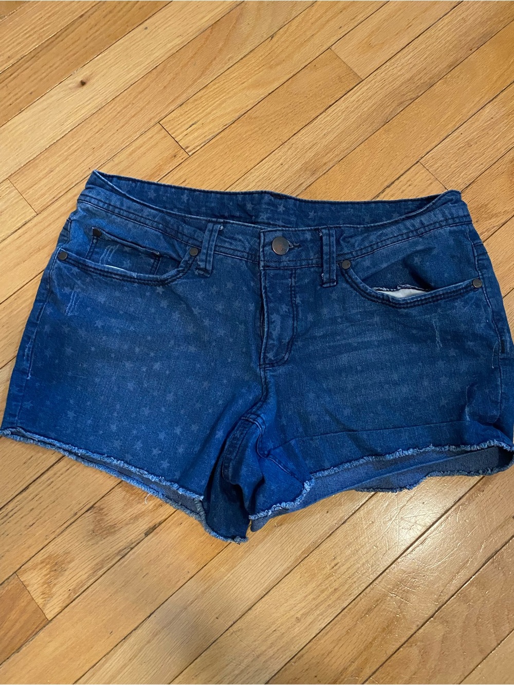 Faded Glory Dark Blue Star-Pattern Denim Shorts